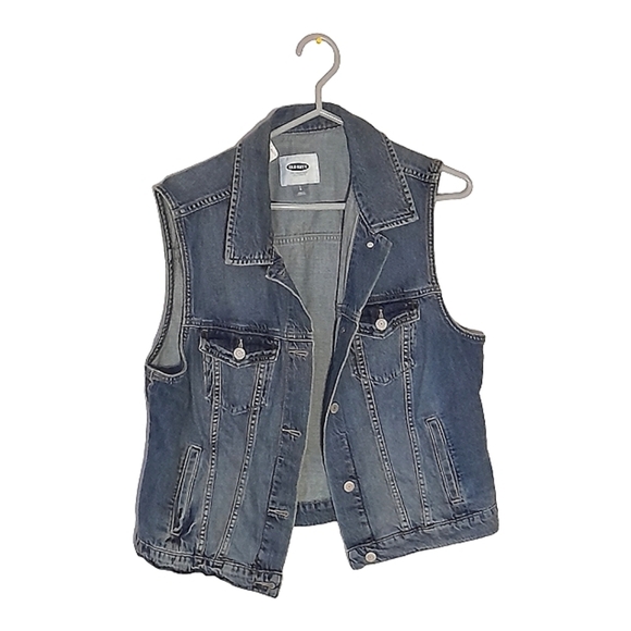 OLD NAVY WOMENS LARGE DENIM  JEAN VEST - Picture 3 of 9